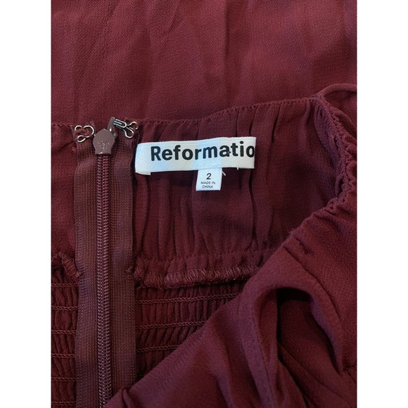 NEW! Reformation Embry Ruffle Tie Strap Plum Midi Dress 2 - Picture 3 of 5